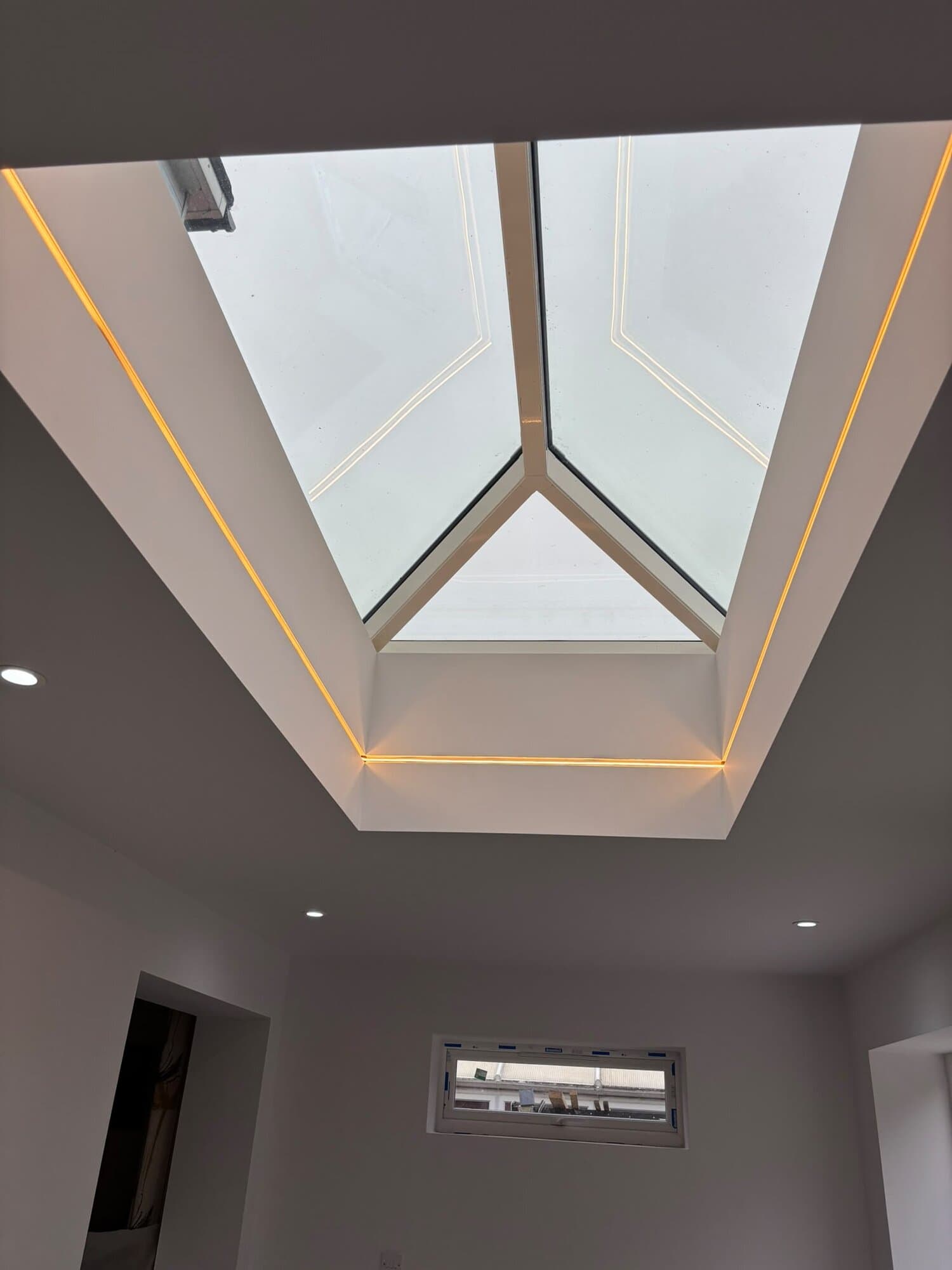 Roof lantern with LED strip detail over a bright new living space